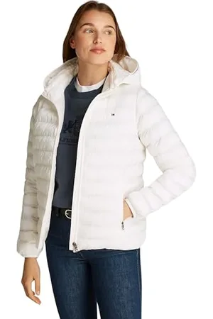 Tommy Hilfiger Damen Jacke Padded Global Stripe Jacket Übergangsjacke, Beige (Ancient White), XS