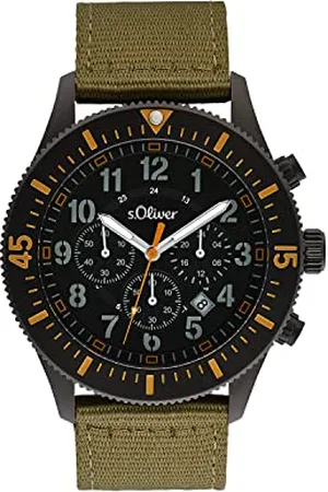 QS by s.Oliver Armbanduhr Herren Chronograph Analog, mit Textil Armband, , 5 bar Wasserdicht, Kommt in Uhren Geschenk Box, 2033501