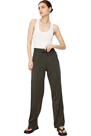 Trendyol Damen High Waist Straight Fit Knitted Slim Treatpants Sweatpants, , L EU