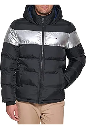Tommy Hilfiger Herren Hooded Puffer Jacket Daunenalternativer Mantel, , M