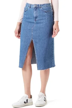 VILA Visol Rw Midi Slit Denim Skirt/Pb