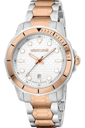 Roberto Cavalli Herren Analog Quarz Uhr mit Edelstahl Armband RV1G159M0081