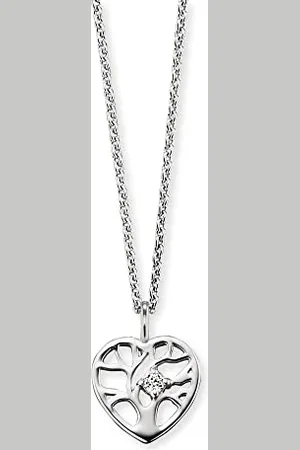 Engelsrufer Herzengel Mädchen Kinder Halskette aus Sterling und einem Lebensbaum Anhänger mit Herz Symbol und Zirkonia Stein - Karabinerverschluss - längenverstellbar - nickelfrei