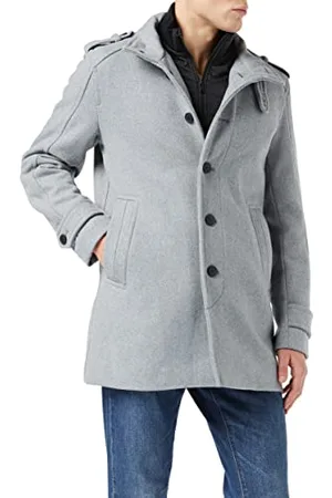 SELECTED Herren SLHNOAH W Coat B Mantel, Grey Melange/Pattern:Twill, XL