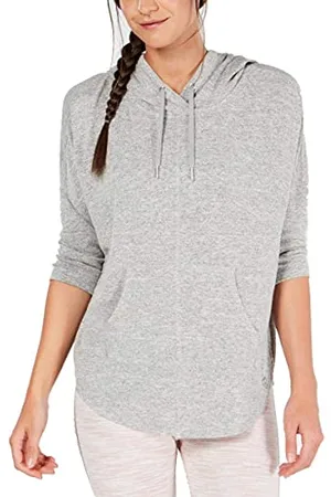 Calvin Klein Damen 3/4 Sleeve Crossover Hoodie Pullover Kapuzenpullover, , Large