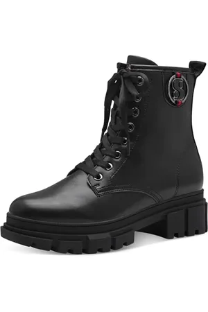 QS by s.Oliver Damen Stiefeletten ohne Absatz zum Schnüren Vegan, (Black), 39 EU