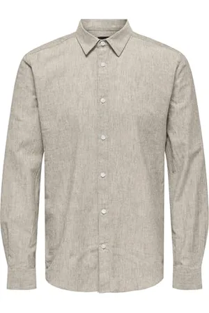 Only & Sons Herren Langarm Leinen Hemd Freizeithemd Slim ONSCasey Solid Linen 22028960 XL