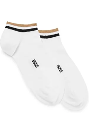HUGO BOSS Herren 2P AS Uni stripe CC Zweier-Pack knöchellange Socken mit Signature-Streifen Weiß 43-46