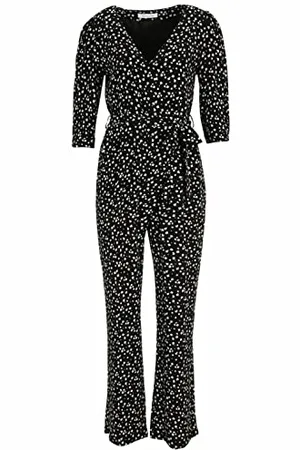 Tamaris Damen AOP Gewickelter Jumpsuit ANJO Schwarz 34
