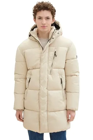 TOM TAILOR Herren 1044639 Puffer Winterparka mit Kapuze, 26199-Beige Alfalfa, XXL