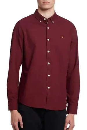 Farah Herren Brewer Slim Fit Cotton Oxford Shirt Hemd, , XL