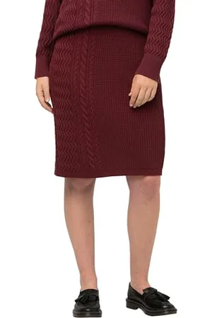 Ulla Popken Damen Knitted Skirt with Zigzag Braids Rock, , 42-44