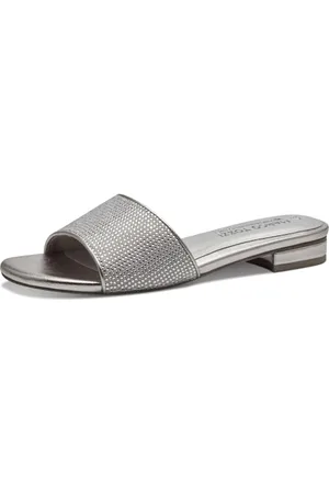 Marco Tozzi By Guido Maria Kretschmer Damen Pantoletten mit Blockabsatz Glitzer, Beige , 38 EU
