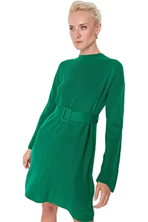 Trendyol Damen Woman A-line Standard Crew Neck Knitwear Dress Kleid, , XL