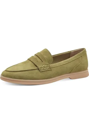 Marco Tozzi Damen Slipper aus Leder Elegant, Grün , 41 EU
