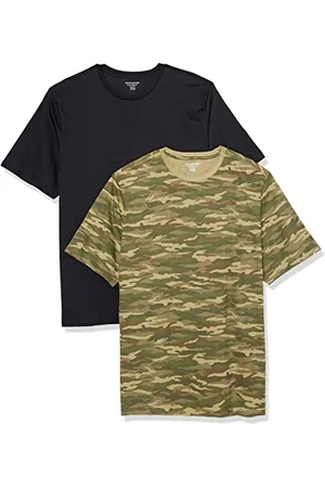 Amazon Herren Kurzärmeliges T-Shirt mit Rundhalsausschnitt aus Baumwolle – Regular Fit, 2er-Pack, , XXL