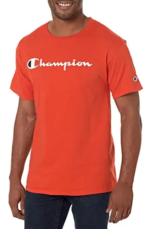 Champion Herren Klassisches Jersey Graphic T-Shirt, Spicy Orange Schrift, Mittel