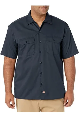 Dickies Herren Kurzärmliges Arbeitshemd, groß und hoch Button-Down-Shirt, Dunkles Marineblau, XL