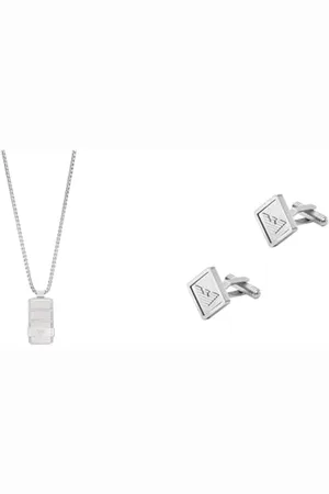 Emporio Armani Herrenkette und Manschettenknöpfe, Edelstahl, Set