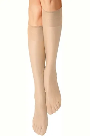 Nur Die Knie Seidenfein 15 DEN transparente Nylon Fein-Kniestrümpfe seidig glänzend breiter Komfortbund Damen