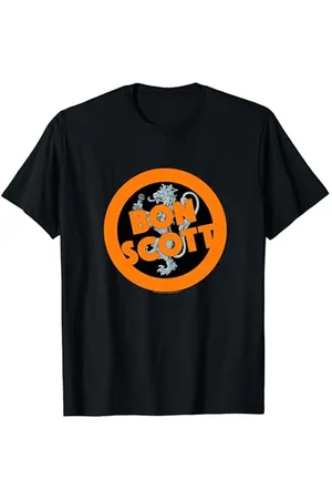 Bon Scott Löwenlogo mit orangefarbenem Kreis T-Shirt