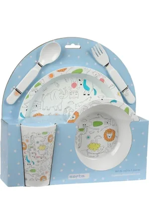 Safta Preescolar Zoo Set mit Tellern und Besteck, Teller, Besteck, Baby, Einweihung, Mahlzeiten, bequem und vielseitig, 26 x 9 x 26 cm, , M, Casual