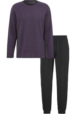 QS by s.Oliver Herren Langer Pyjama mit Streifenmuster aus 100% Baumwolle
