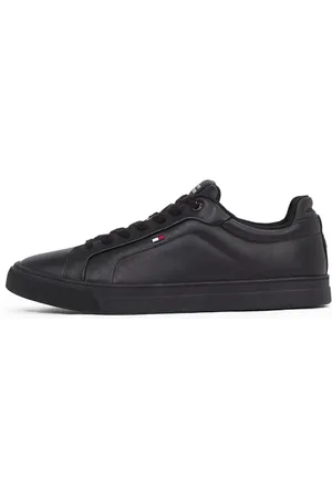 Tommy Hilfiger Herren Court Sneaker Icon Flag Essential aus Leder, (Black), 45