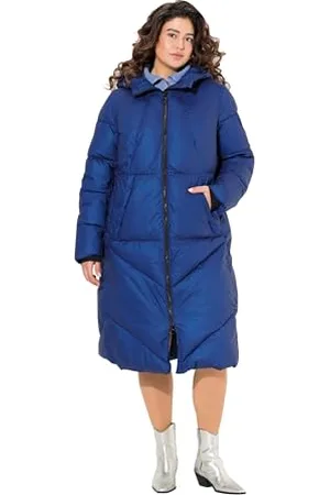Ulla Popken Damen große Größen Übergrößen Plus Size Steppmantel, A-Linie, Kapuze, Kordel, Windfang