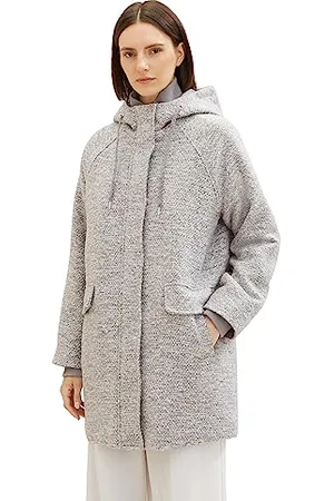 TOM TAILOR Damen 1039061 Mantel mit Kapuze, 30285-grey Structure, L