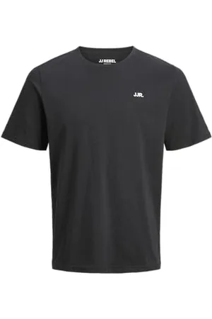 JJ Herren JREBREBEL Logo Tee SS Crew Neck NOOS T-Shirt, Black, M