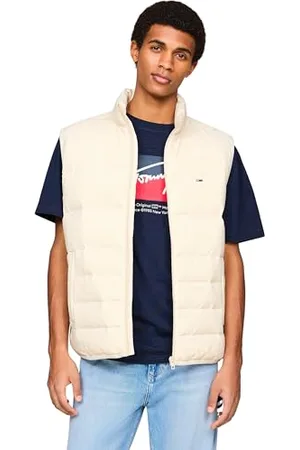 Tommy Hilfiger Herren Weste Light Down Vest Steppweste, Elfenbein (Newsprint), M