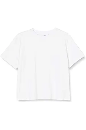 Build Your Brand Girls BY114-Girls Cropped Jersey Tee T-Shirt, White, 134/140