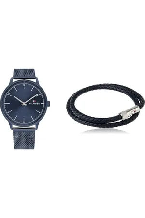 Tommy Hilfiger Analog Quarzuhr für Herren mit Blaues Edelstahl-Mesh-Gliederarmband - 1791841 Jewelry Armband für Herren aus Leder Blau - 2790264S