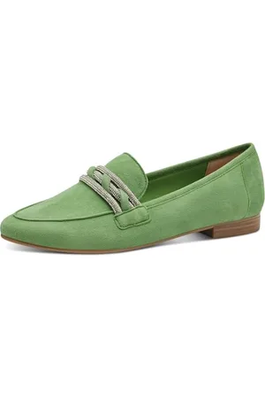 Marco Tozzi Damen Slipper aus Leder Elegant, Grün , 41 EU