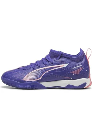 PUMA Ultra 5 Match IT + Mid Jr Soccer Shoe, Lapis Lazuli White-Sunset Glow, 38 EU