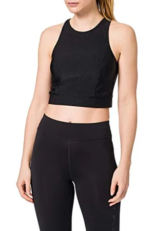 Urban classics Damen Ladies Cropped Shiny Rib Top Sport BH, , L EU