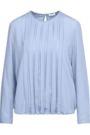 Seidensticker Damen Bluse - Fashion Bluse - Regular Fit - tailliert- V Ausschnitt – Langarm,Blau,36