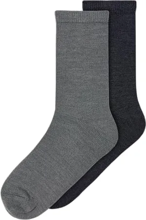 NAME IT Jungen NKMWAKTA Wool/VIS 2P XXIII Socken, Dark Grey Melan/2P DARK GR, 34/36 EU