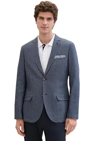 TOM TAILOR Herren Casual Sakko mit Reverskragen, blue melange structure, 54