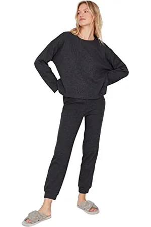Trendyol Damen 2er-Pack Gerade Lange Ärmel Lounge/Zuhause Entspannt Pyjama-Set Pajama Set, , M EU