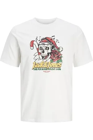 JACK & JONES JACK&JONES Herren JJXMAS Christmas Skull Tee SS Crew Neck T-Shirt, , L