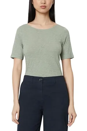 Marc O’ Polo Marc OߴPolo Damen T-Shirt aus Bio-Baumwolle mit U-Boot-Ausschnitt, Grün (Faded Mint), S