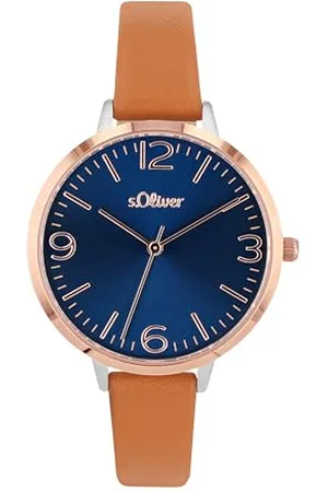 QS by s.Oliver Armbanduhr Damen Quarzuhr Analog, mit Leder Armband, Bicolor, 3 bar Wasserdicht, Kommt in Uhren Geschenk Box, 2033482