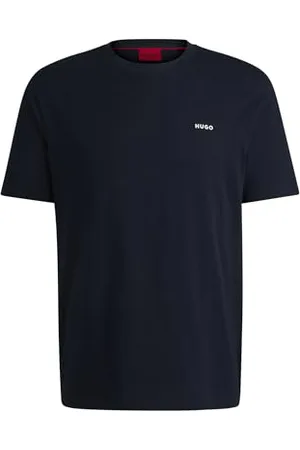 HUGO BOSS HUGO Herren Dero222 T-Shirt aus Baumwoll-Jersey mit Logo-Print Dunkelblau S