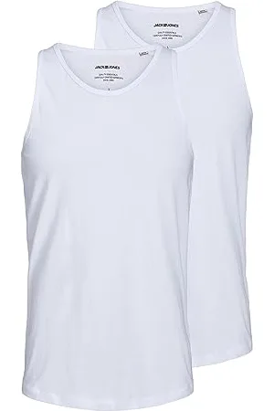 JACK & JONES Herren Jacbasic Tanktop 2 Pack Top, White, M EU