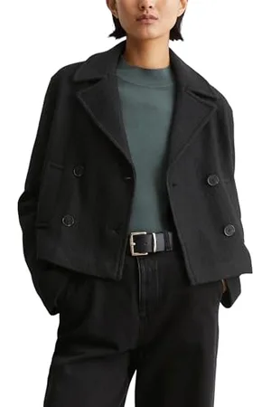 Marc O’ Polo Marc OߴPolo Damen Cabanjacke mit Reverskragen cropped, Schwarz, (Black), 34