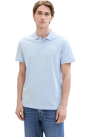 TOM TAILOR Herren Basic Poloshirt mit Streifen, windsurf blue fine stripe, XL