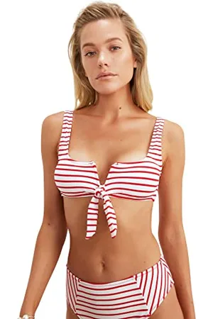 Trendyol Damen Striped Textured Bikini Top, , 44 EU
