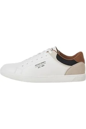 JACK & JONES JACK&JONES Herren JFWJORDAN SN Sneaker, White/Detail:Anthracite/Cognac, 40 EU